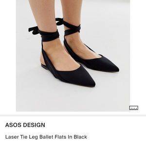 Black ASOS Ballet ankle tie up flats